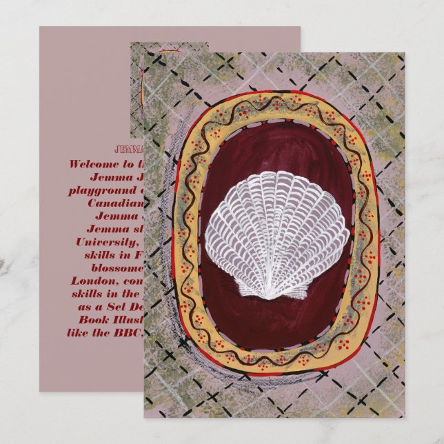 Tarjeta de arte de conchas marinas inspirada en Bl (Anverso / Reverso)