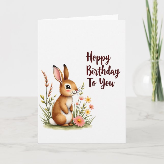 Tarjeta de arte de conejo alegre (Anverso)