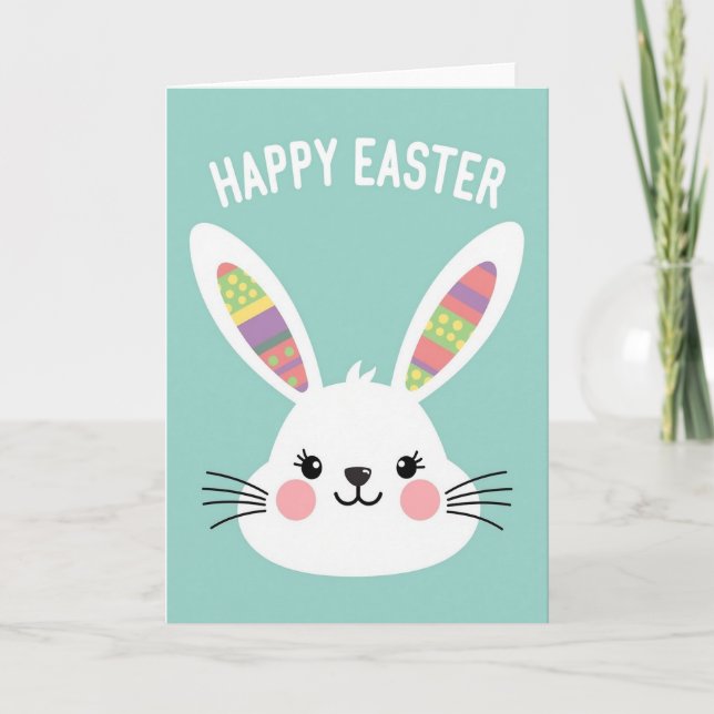 Tarjeta de arte de conejo de Pascua Pastel (Anverso)