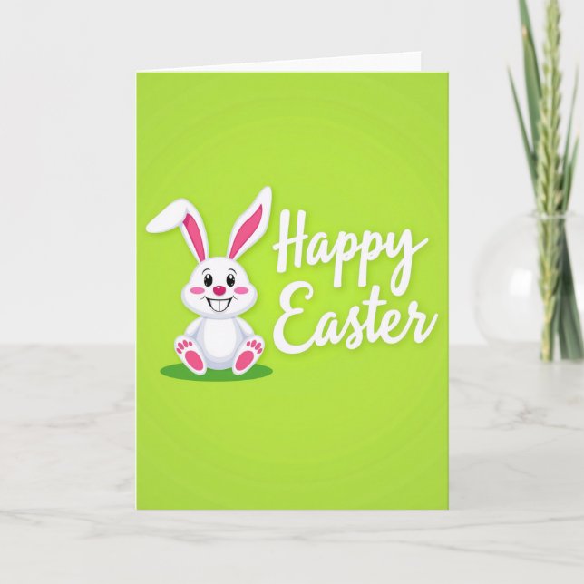 Tarjeta de arte de conejo de primavera feliz (Anverso)
