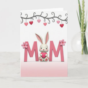 Tarjeta de arte de conejo dulce día de la madre