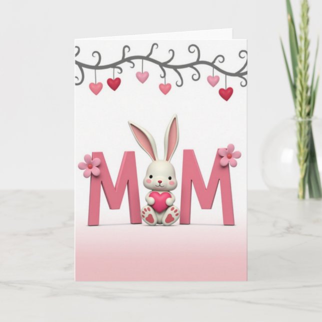 Tarjeta de arte de conejo dulce día de la madre (Anverso)