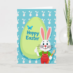 Tarjeta de Arte de Conejo Feliz de Primavera