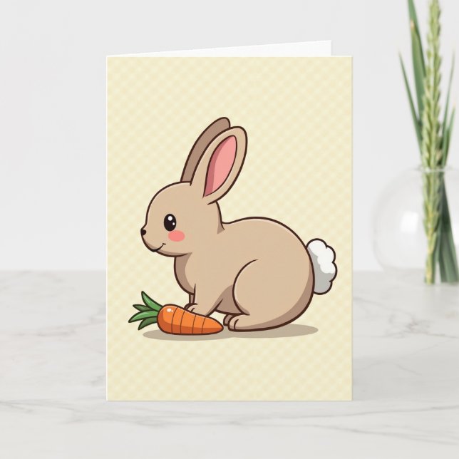 Tarjeta de Arte de Conejo Lindo y Zanahoria (Anverso)