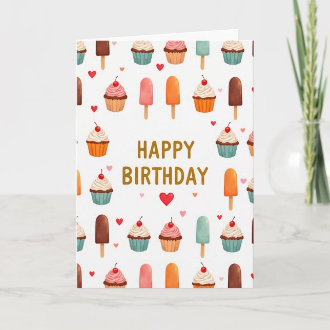 Tarjeta de Arte de Confitería de Cumpleaños (Anverso)
