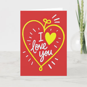 Tarjeta de Arte de Corazón Amarillo 'Te Amo'