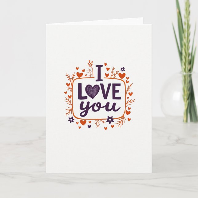 Tarjeta de Arte de Corazón que Dice 'Te Amo' (Anverso)