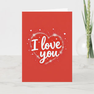 Tarjeta de arte de corazón rojo que dice Te amo