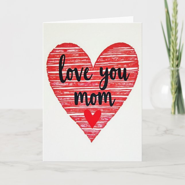 Tarjeta de Arte de Corazón Te Amo Mamá (Anverso)
