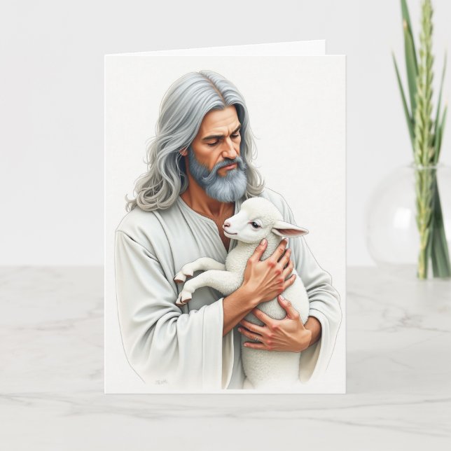 Tarjeta de arte de cordero protector suave (Anverso)