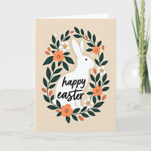 Tarjeta de arte de corona de liebre de Pascua