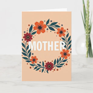 Tarjeta de arte de corona floral de madre