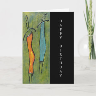 Tarjeta de arte de cumpleaños feliz de mujeres fig