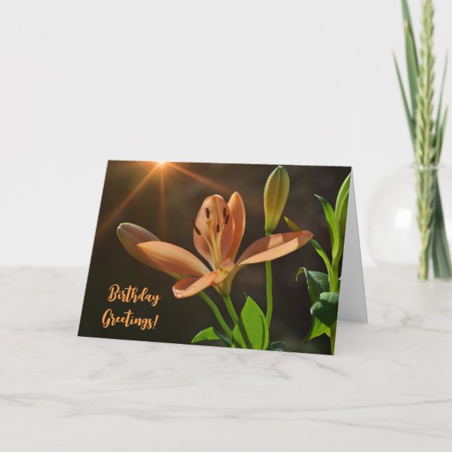 Tarjeta de arte de cumpleaños naranja Lily Flower  (Anverso)