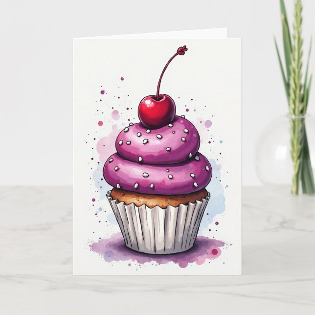 Tarjeta de Arte de Cupcake Dulce (Anverso)