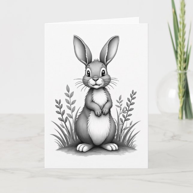 Tarjeta de arte de dibujo de conejo (Anverso)
