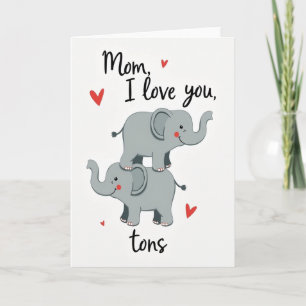 Tarjeta de arte de elefante madre amorosa