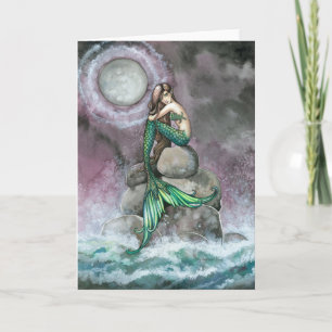 Tarjeta de Arte de Fantasía de Sirena Esmeralda