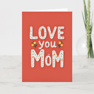 Tarjeta de Arte de Flor con Amor Mamá
