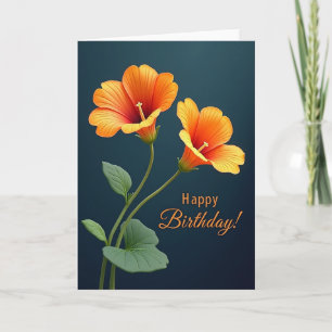 Tarjeta de arte de flor de naranja rayada