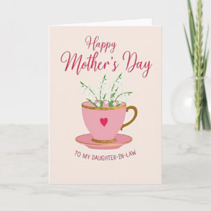 Tarjeta de Arte de Flor de Taza de Té Elegante