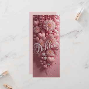 Tarjeta de arte de floración de dalia pastel con c