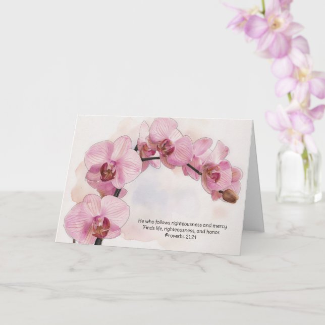 Tarjeta de arte de flores de orquídea y versículo  (Orquídea)