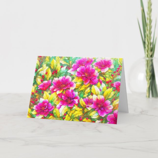 Tarjeta de arte de flores de vacaciones para Navid (Anverso)