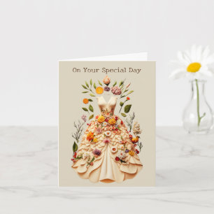 Tarjeta de arte de flores de vestido de celebració