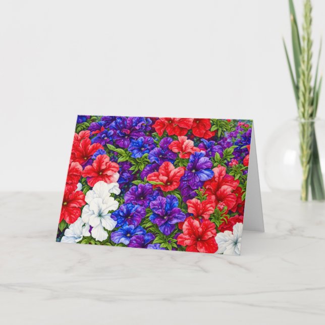 Tarjeta de arte de flores patrióticas rojas, blanc (Anverso)
