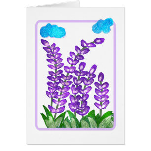 Tarjeta de arte de flores púrpuras de bonito