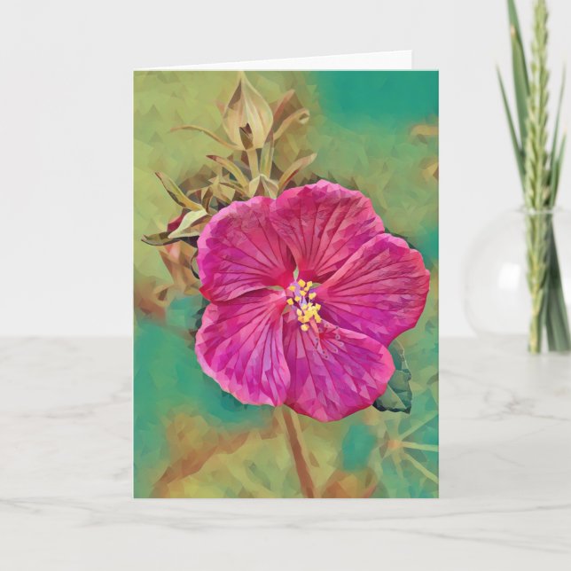 Tarjeta de arte de flores rosadas profundas (Anverso)