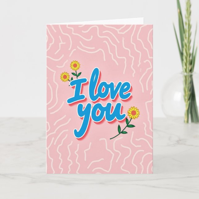 Tarjeta de Arte de Flores 'Te Amo' (Anverso)