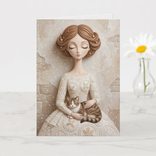 Tarjeta de Arte de Gata de Navidad Caprichosa Donc