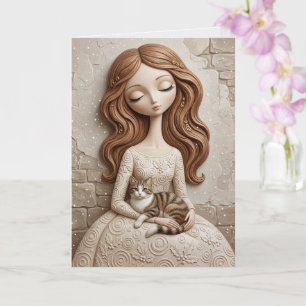 Tarjeta de Arte de Gata de Navidad Caprichosa Donc