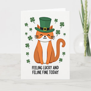 Tarjeta de arte de gato duende afortunado
