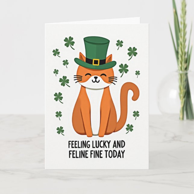 Tarjeta de arte de gato duende afortunado (Anverso)