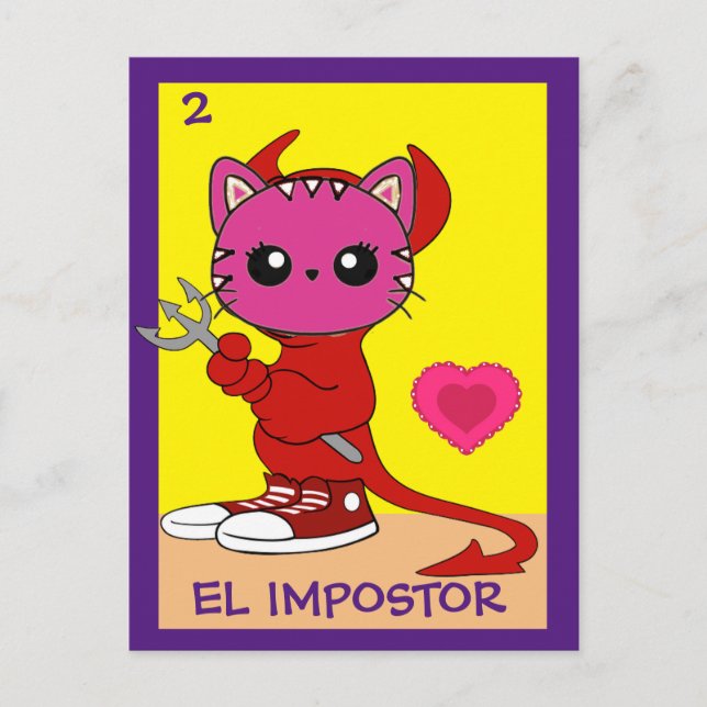 Tarjeta de arte de gato, el impostor, postal (Anverso)
