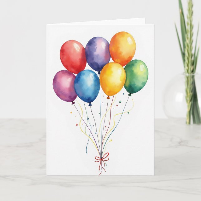 Tarjeta de arte de globos de cumpleaños (Anverso)