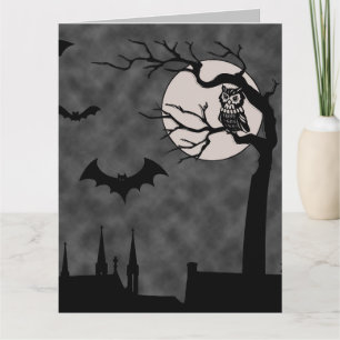 TARJETA DE ARTE DE HALLOWEEN GOTHIC BATS MOON SPOO