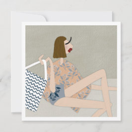Tarjeta de Arte de Ilustración de Moda de Chica de