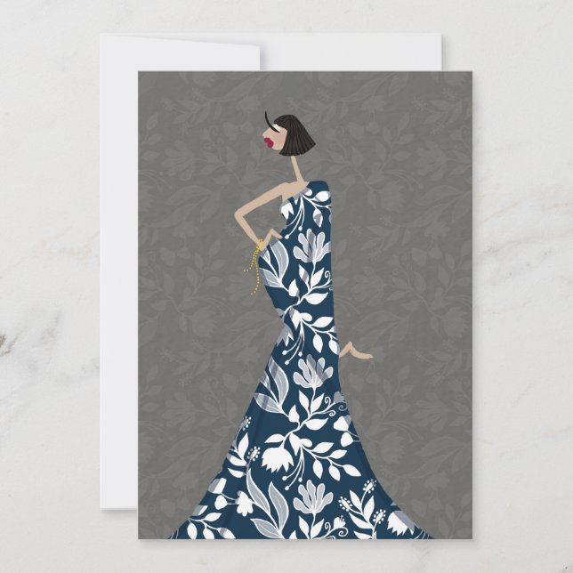 Tarjeta de Arte de Ilustración de Moda de Florales (Anverso)