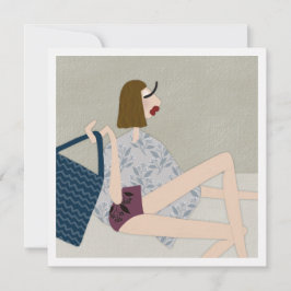Tarjeta de arte de ilustración de moda de playa de