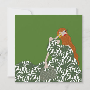Tarjeta de Arte de Ilustración de Moda Floral Feme
