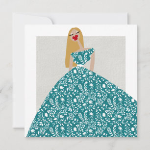 Tarjeta de Arte de Ilustración de Moda Glam con Ve