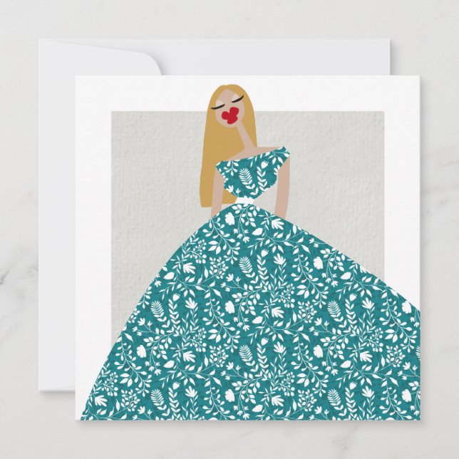 Tarjeta de Arte de Ilustración de Moda Glam con Ve (Anverso)