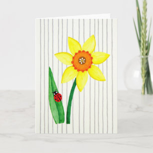 Tarjeta de Arte de Insecto de Flor Soleada