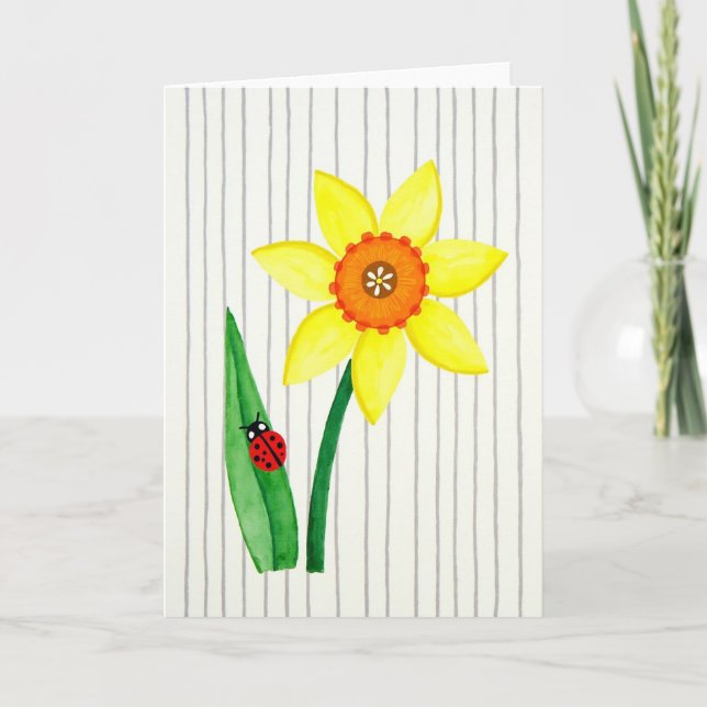Tarjeta de Arte de Insecto de Flor Soleada (Anverso)