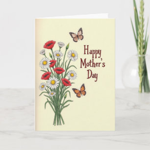 Tarjeta de Arte de Insectos Florales de Marfil