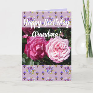 Tarjeta de arte de la abuela con flor rosa floral